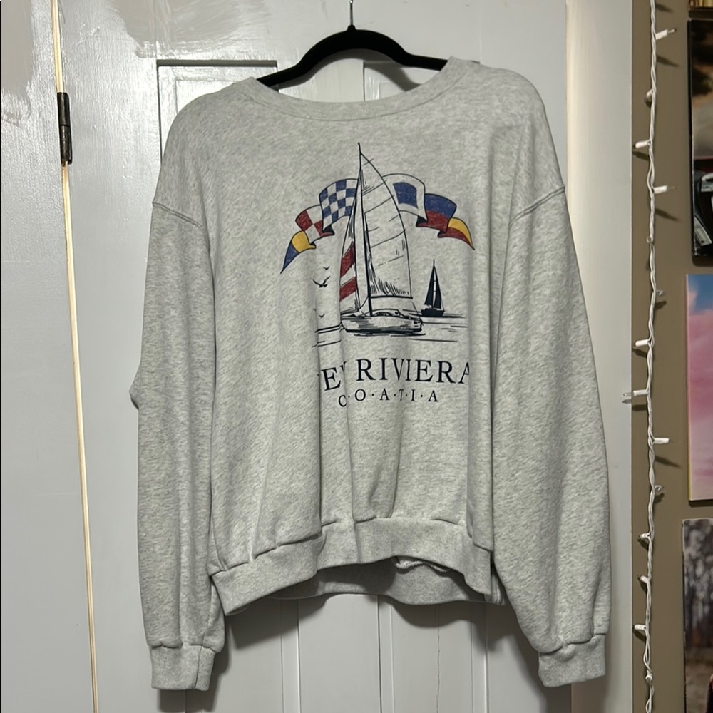 Gray Nautical Graphic Sweater